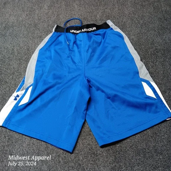 Under Armour Shorts Men Small Blue Basketball Athletic Stretch Drawstring Casual - Picture 2 of 9